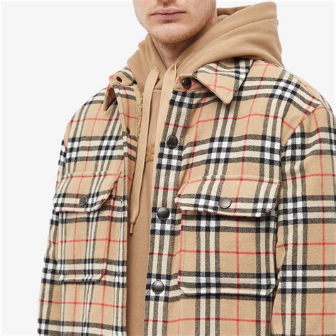 Burberry Calmore Wool Check Shirt Jacket Archive Beige